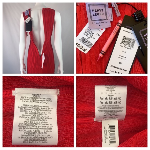 Herve Leger Max Azria Honeycomb V-Neck Dress - Picture 5 of 8